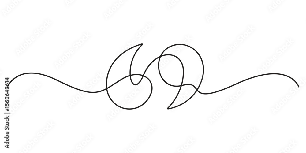Obraz premium One continuous line drawing quote mark. Vector illustration