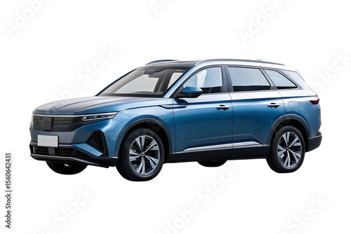 modern blue suv isolated on white background PNG ,AI GENERATED