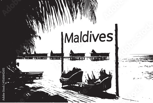 Escape to Maldives Luxurious overwater bungalows pristine beach turquoise water sunny skies relaxing wicker chairs