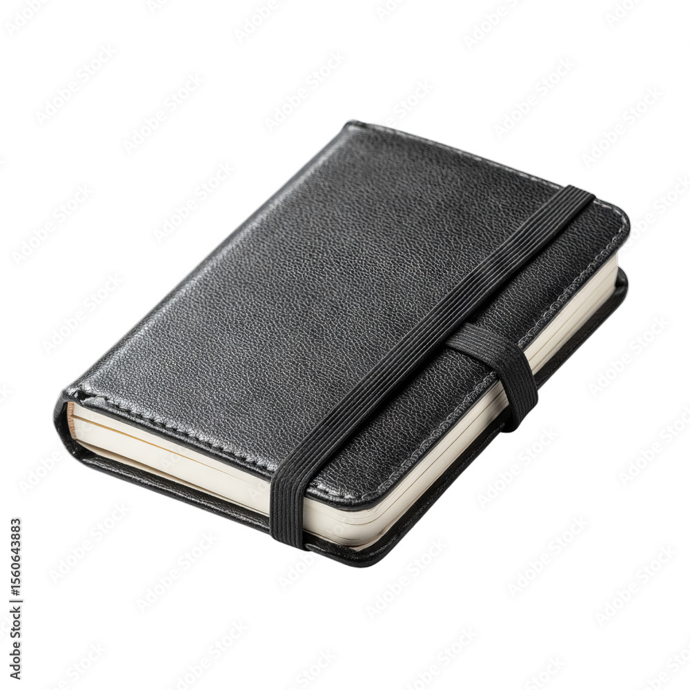 Mini notebook with elastic strap. Isolated white background. Png format Mini notebook with elastic strap. Isolated white background. Png format