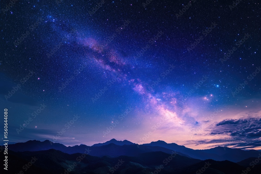 Naklejka premium Majestic Milky Way over Mountain Range