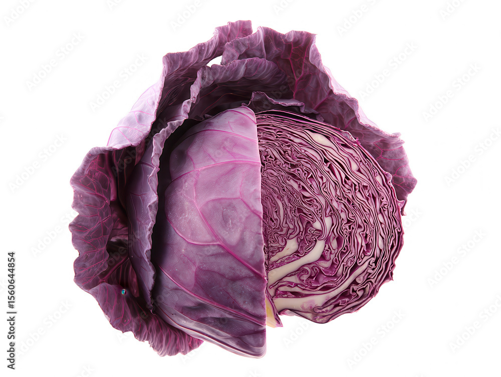 Obraz premium Sliced Red Cabbage on White Background