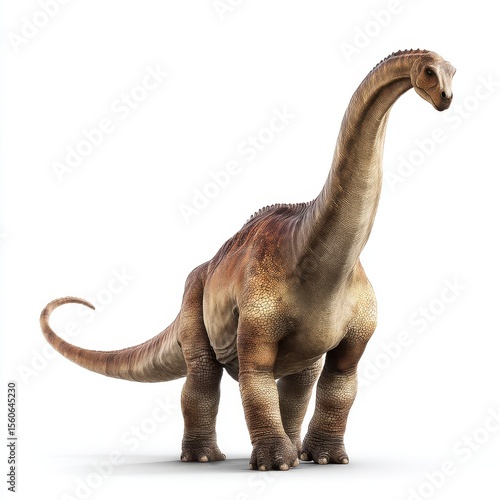 Realistic detailed illustration of a brontosaurus dinosaur standing on a transparent background isolated on white background
