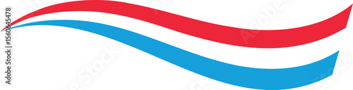 Luxembourg Flag Tricolor Rainbow Curvy Design Wavy Red White and Light Blue Stripe Abstract Swoosh Design Dynamic Red White and Light Blue Flowing Lines Made in Luxembourg