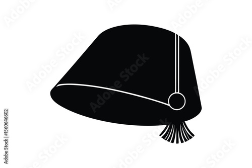 Silhouette art illustration of a fez hat with tassel.eps