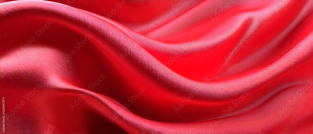 Fototapeta premium Red silk satin fabric background with smooth flowing texture