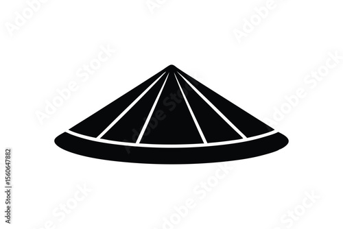 Silhouette art illustration of a Vietnamese n'n l' conical hat.eps
