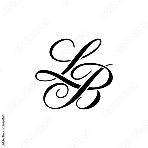 Elegant LB Monogram Logo in Black Script – Luxury Calligraphy Initial Design on White Background