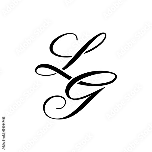 Elegant LG Monogram Logo in Black Script – Luxury Calligraphy Initial Design on White Background
