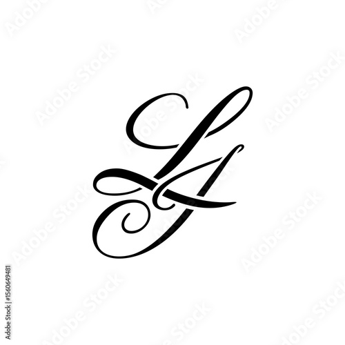 Elegant LI Monogram Logo in Black Script – Luxury Calligraphy Initial Design on White Background