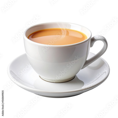 Wallpaper Mural Realistic Cup of Creamy Milk Tea on White Saucer, Transparent Background Torontodigital.ca