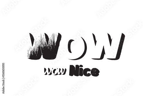 Vibrant WOW letters on teal background expressing amazement and delight with a wow nice sentiment bold colors clean
