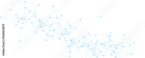 Abstract white blue digital technology futuristic communication high tech concept background. Technology dots lines connect network background.	