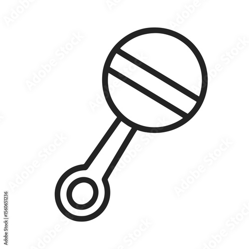 Baby rattle outline icon in minimalist black style 