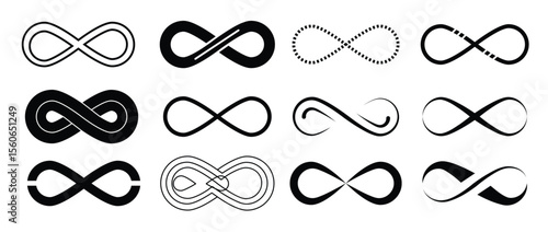 infinity symbols black elements line loop logo endless isolated icons eternity graphic design foreve