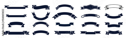 large set blank classic vintage ribbon banners design elements illustration