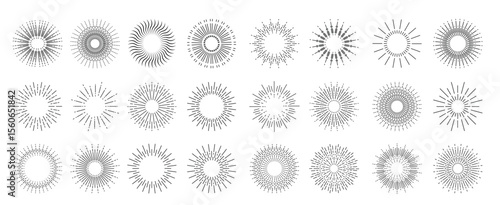 Large vector ray set in the style of outline, for web design and internet.