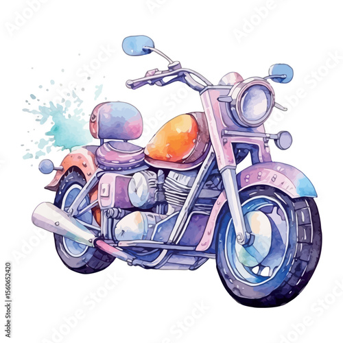 Motorcycle illustrations on various backgrounds including road white and blue scenes