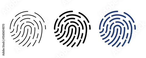 Fingerprint Icon Set Editable Design. Finger print logo, symbol