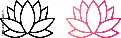 Lotus flower icons in black and pink gradient representing tranquility and serenity