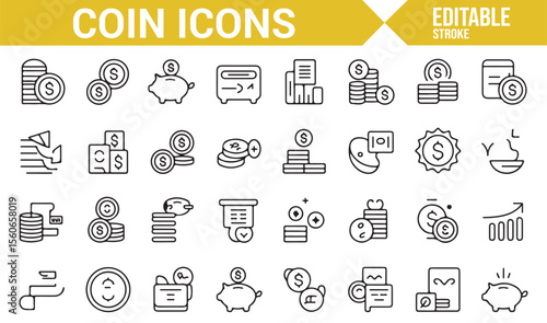 Money, growth, and investment symbols represented in minimalist icons for business use.