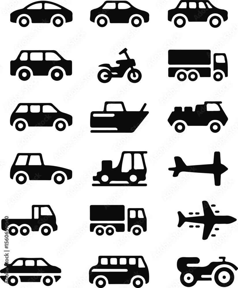 Fototapeta premium All Types of Transportation Silhouettes