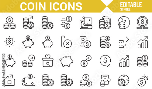 Symbols depicting money, wealth, coins, and business growth for financial planning.