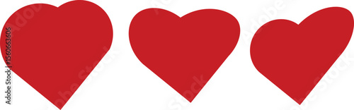 Free Download A hand-drawn  three red hearts of varying sizes and shapes. - GFXLoad