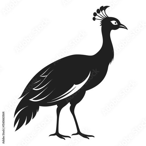 Elegant peahen bird silhouette vector art isolated on white background