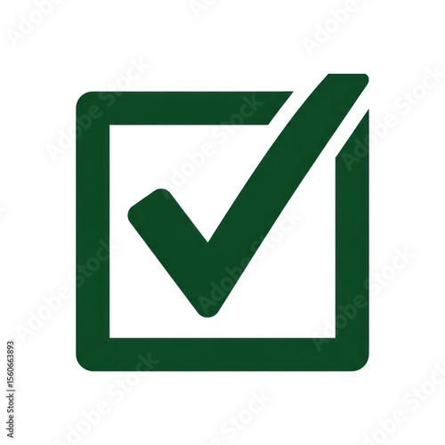 Dark Green Check Mark inside a Square Graphic Design with Transparent Isolated Background