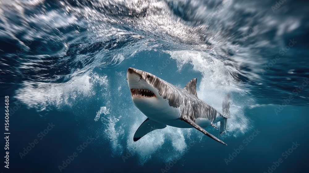 Fototapeta premium Great white shark underwater