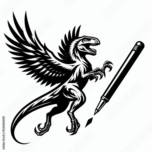 Raptor Leaping Through the Air in a Prehistoric Ambush