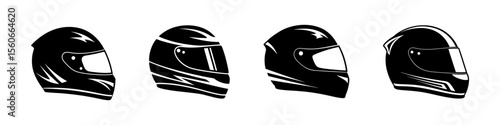 Racing helmet icon set. Motorcycle helmet collection.