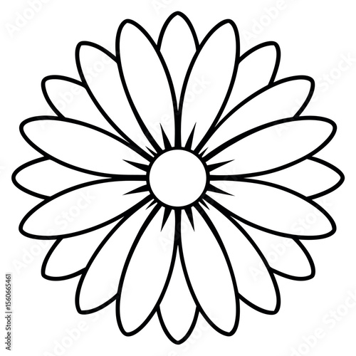Minimalist Black Line Art Gerbera Flower Circular Design