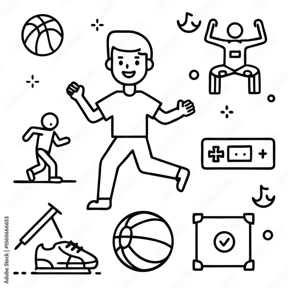 Fototapeta premium Create-a-Line-Art-Style-Vector-Icon-Set-Featuring-Sports-Activities-and-Fitness