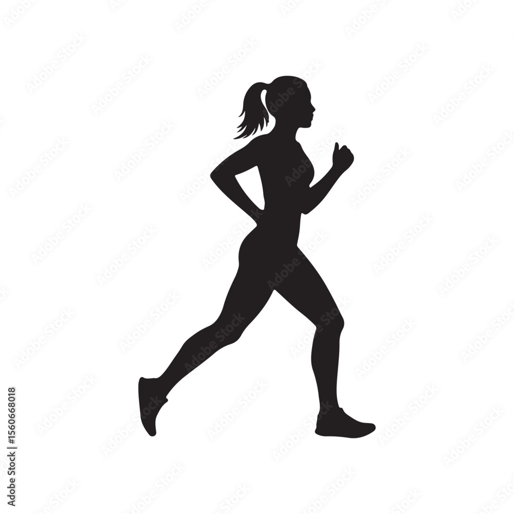 Silhouette of a Woman Running A Symbol of Health and Fitness A Depiction of Physical Activity and Movement Silhouette of a Woman Running A Symbol of Health and Fitness A Depiction of Physical Activity and Movement
