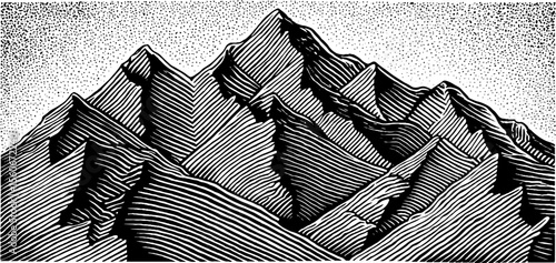 Figure standing on windy cliff in black and white