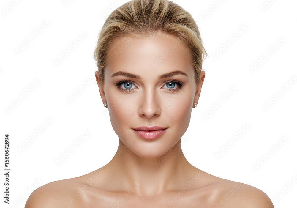 Beautiful woman with blonde hair and blue eyes smiling isolated on transparent background Beautiful woman with blonde hair and blue eyes smiling isolated on transparent background