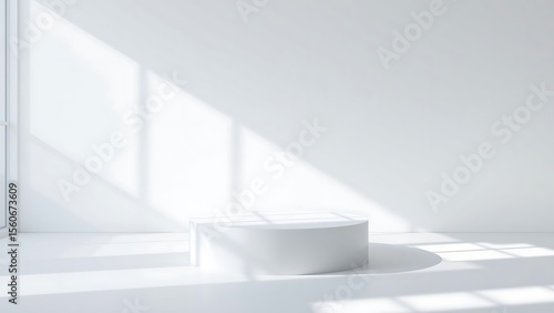 Wallpaper Mural White Round Podium Empty Room White Walls Torontodigital.ca