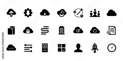 Silhouette Cloud Computing & SaaS Icons
