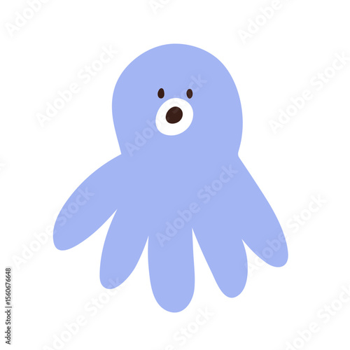 Octopus, cute funny sea animal. Marine underwater character with tentacles, s...