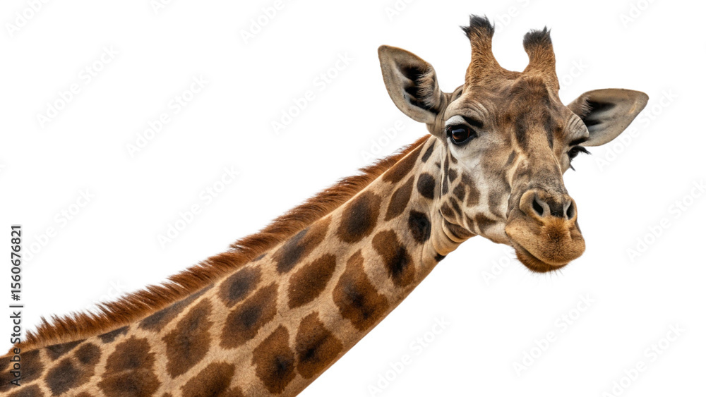 Fototapeta premium Giraffe, isolated transparent background