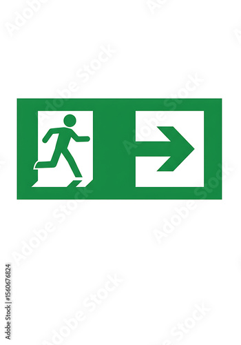 Wallpaper Mural Green emergency exit signs with arrows indicate an escape route on a wall or road Torontodigital.ca