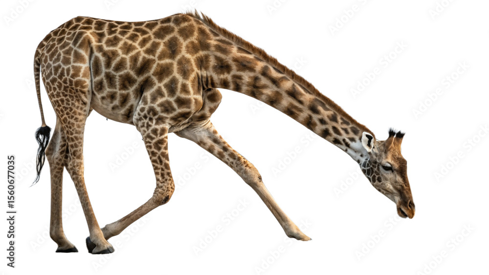 Fototapeta premium Giraffe, isolated transparent background