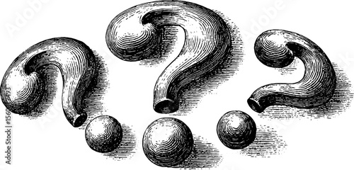 Vintage engraved question marks and typing dots for design and decoration