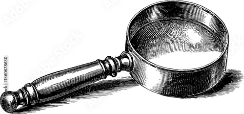 Vintage magnifying glass and search bar design for retro-themed prints and labels