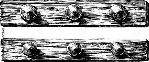 Vintage hand drawn metal stud strip and velcro closure design for crafts and decor