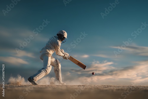 Cricket Batsman Playing a Shot