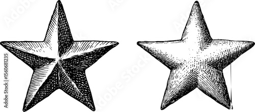 Vintage star rating icons in hand drawn style for design projects
