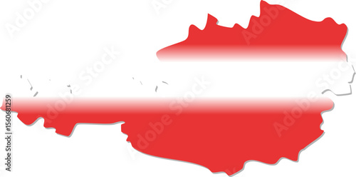 This image shows the silhouette of Austria filled with a stylized version of the Austrian flag, featuring red-white-red horizontal stripes with a gradient effect.
